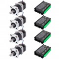 KIT 4 EJES Servomotor NEMA 23 con caja reductora planetaria de alta precisión